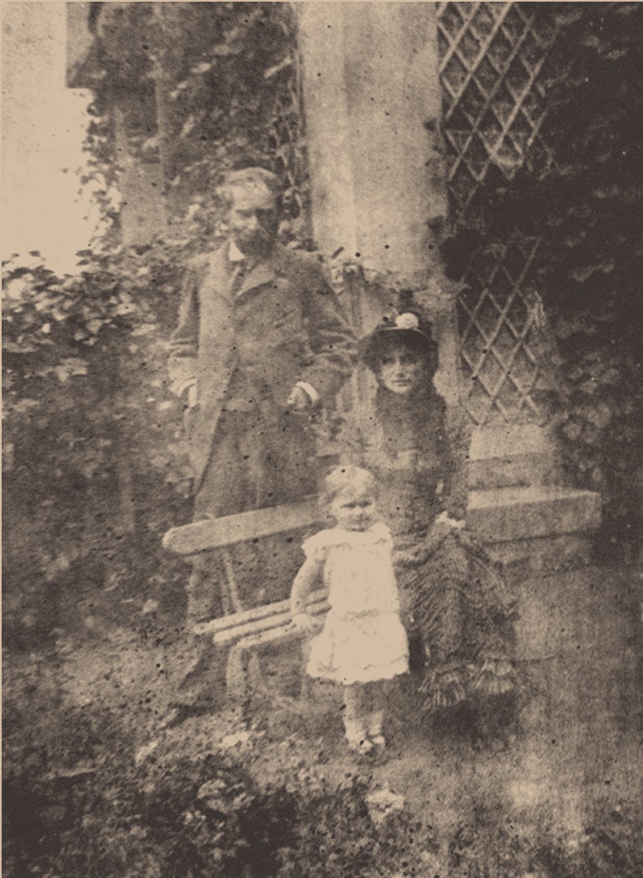 Berthe Morisot, kocası Eugène Manet ve kızları Julie, yaklaşık 1881 by Unbekannt