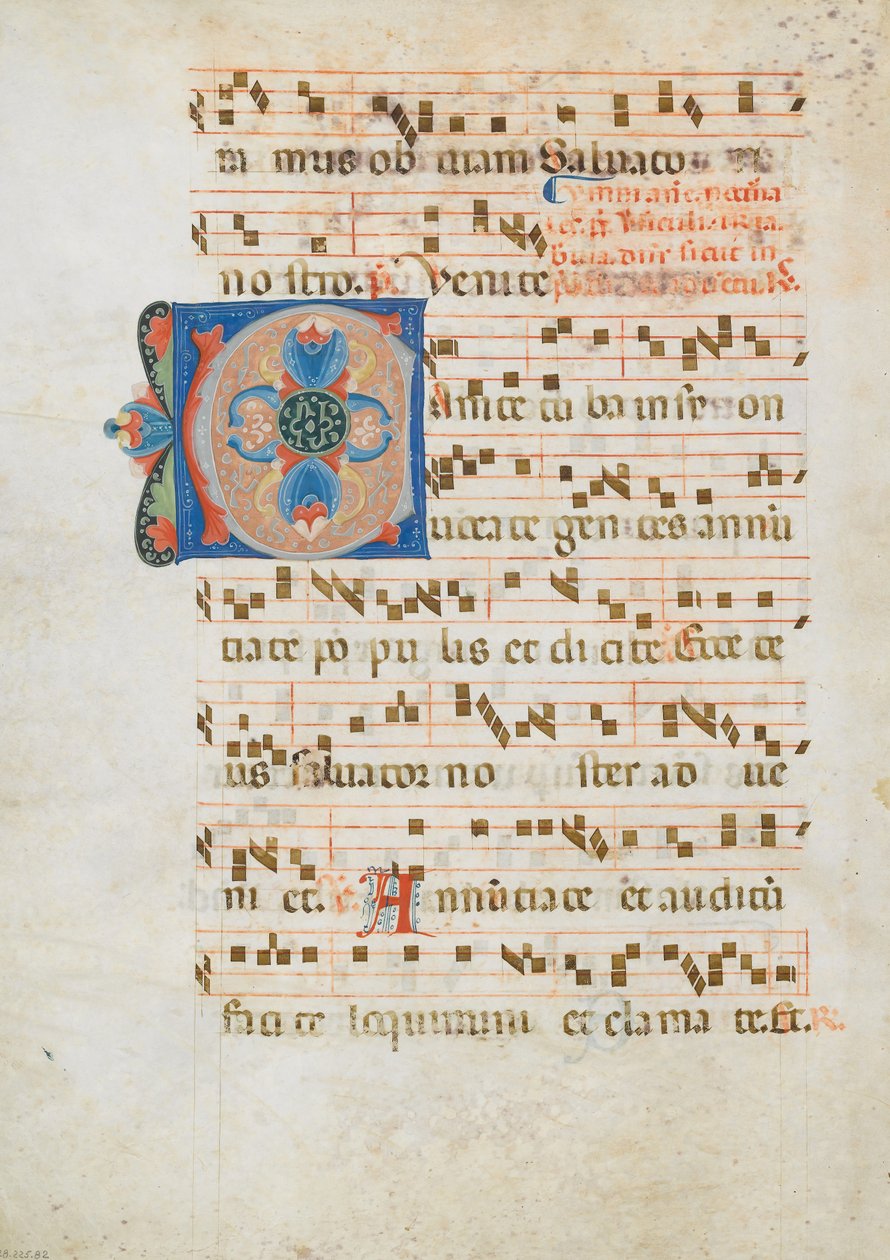 İlk C ile Bifolium, bir Antiphonary