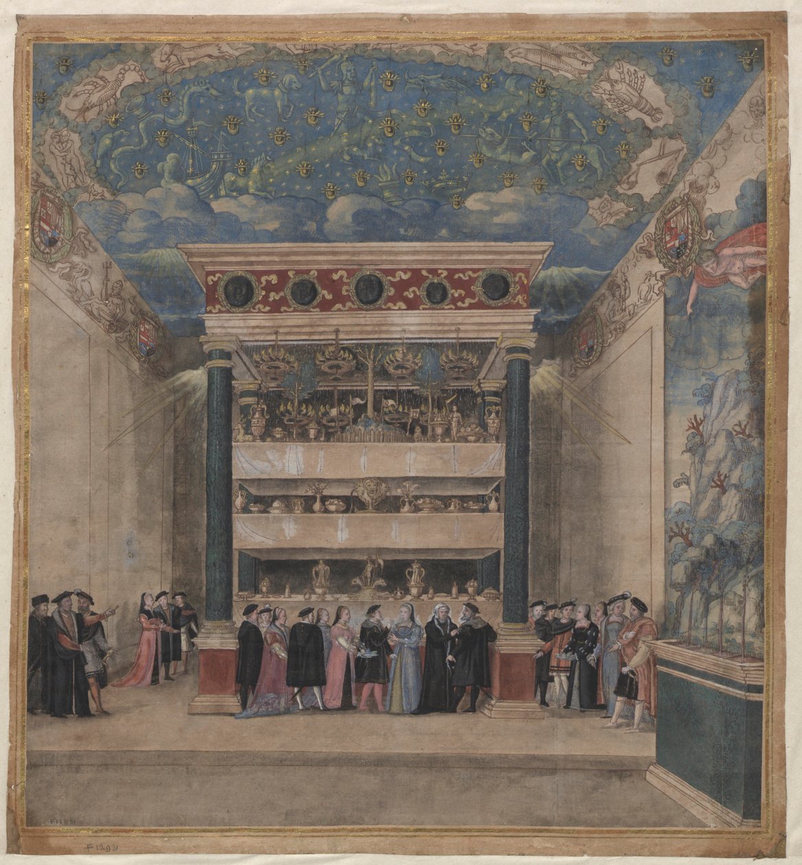 Ağustos 1549, 1549 kutlamaları sırasında Binche Sarayı. by Unbekannt