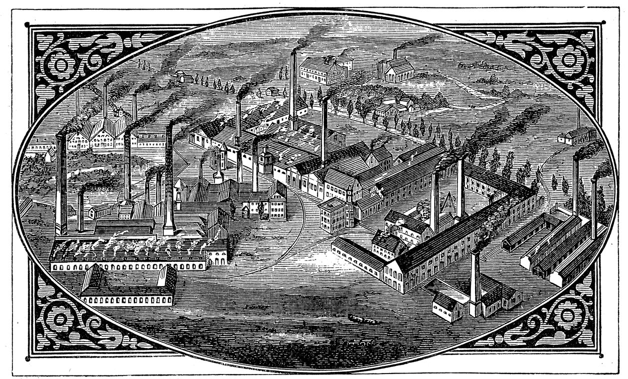 Krupps eserlerinin kuşbakışı görünümü, Essen, Almanya, 1876 by Unbekannt