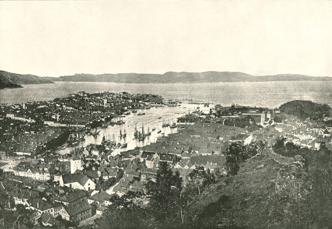 Limanın kuş bakışı görünümü, Bergen, Norveç, 1895. by Unbekannt