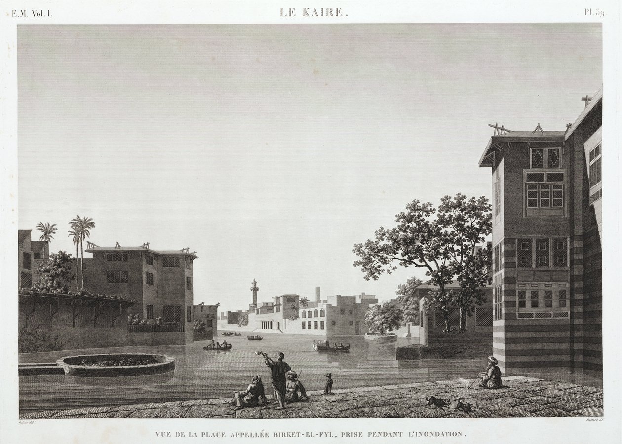 Birket-al-Fyl, Kahire, Mısır, sel sırasında, c 1798 by Unbekannt
