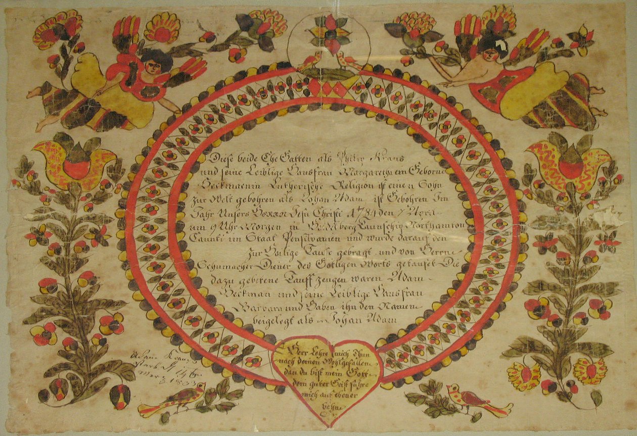 Doğum ve Vaftiz Belgesi, 1784. by Unbekannt
