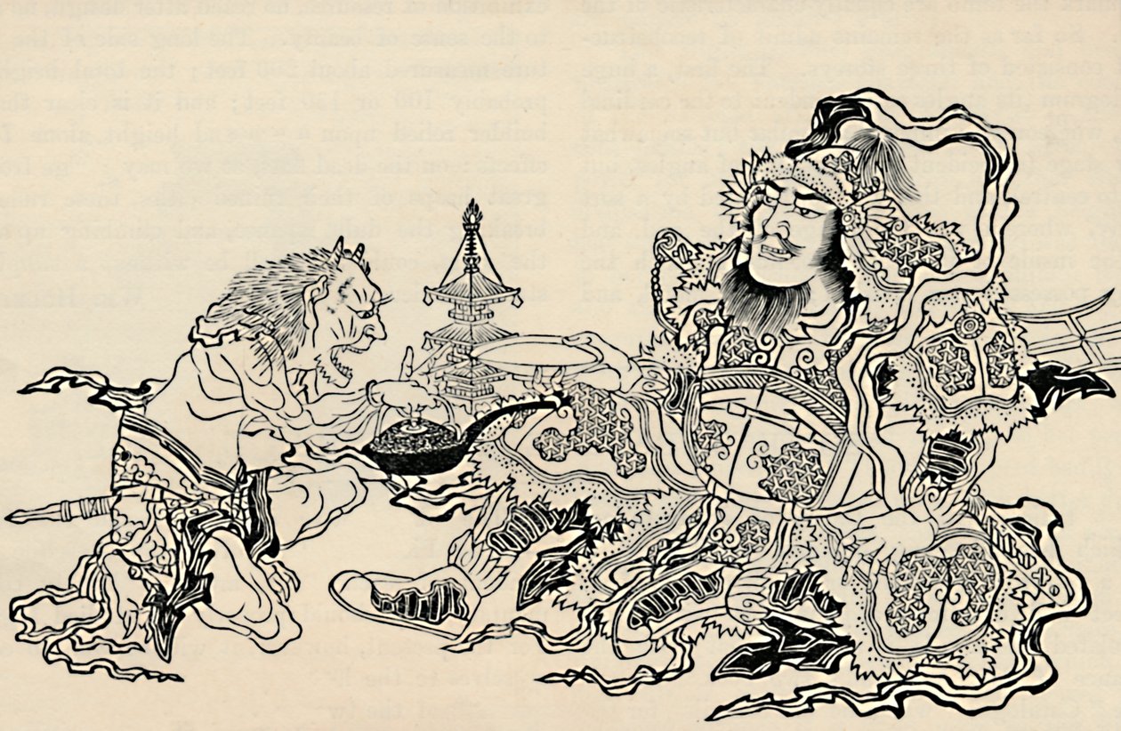 Bishamon ve Hizmet Eden Şeytan, 1886 by Unbekannt