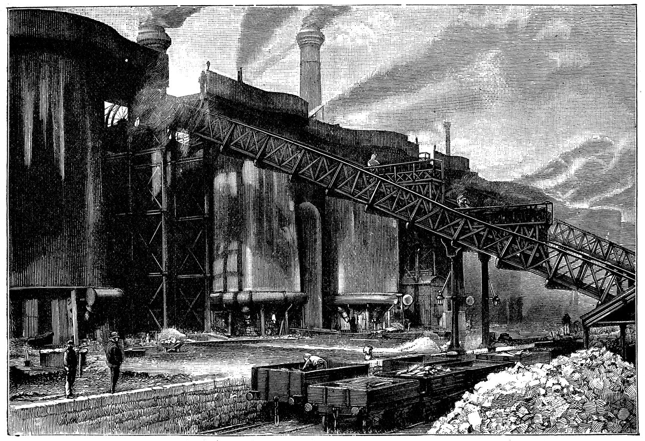 Yüksek fırınlar, Barrow Hematit Iron and Steel Company, Barrow in Furness, Cumbria, 1890 by Unbekannt