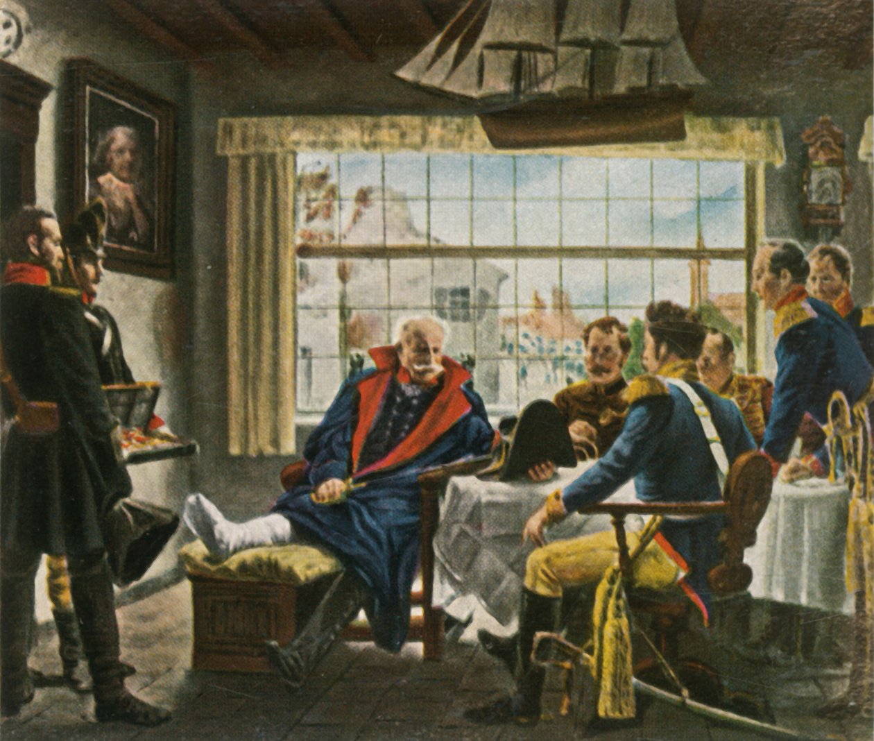 Blücher, Napolyon madalyalarını ve şapkasını...Waterloo, 18 Haziran 1815, 1936