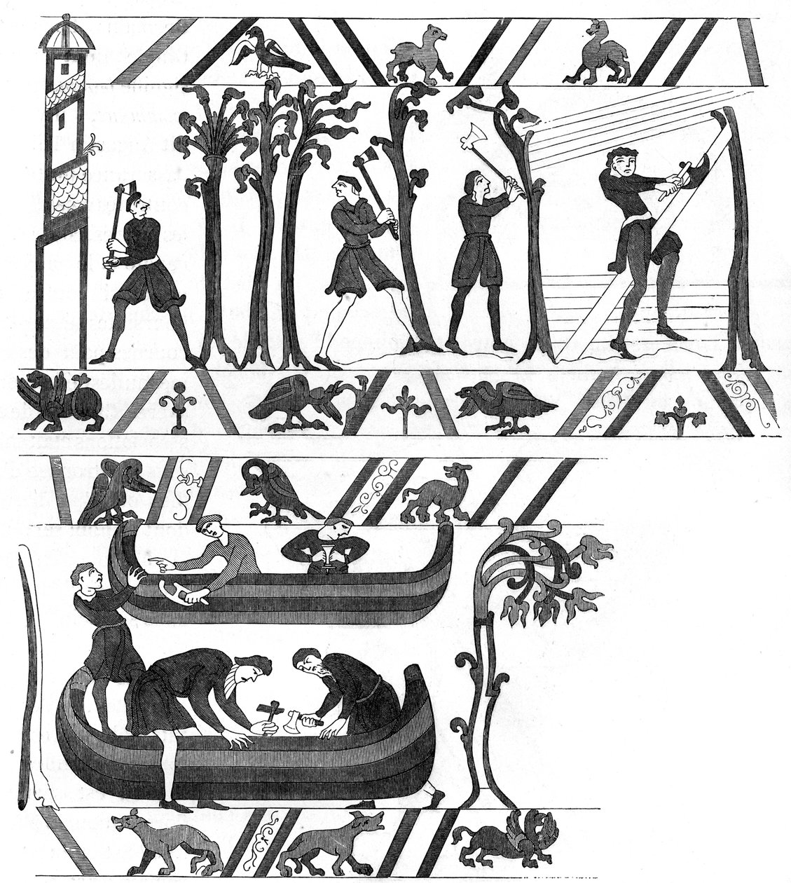 Tekne ve gemi marangozları, yaklaşık 11. 12. yüzyılın sonları 1849 by Unbekannt