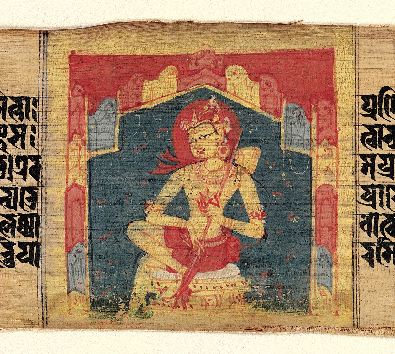 Bir Dağ Mağarasında Bodhisattva, Yaylı Çalgı Çalan Vina..., ca. 1090. by Unbekannt