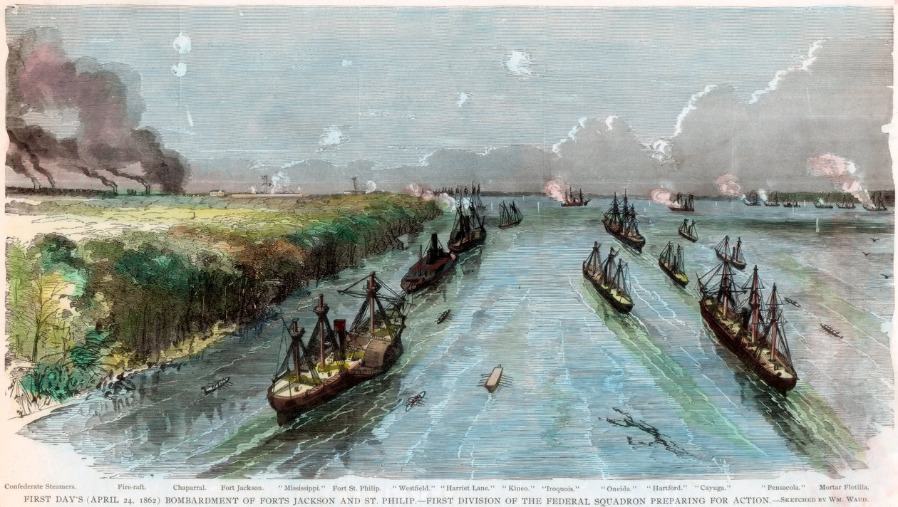 Forts Jackson ve St Philip bombardımanı, Louisiana, Amerikan İç Savaşı, Nisan 1862 by Unbekannt