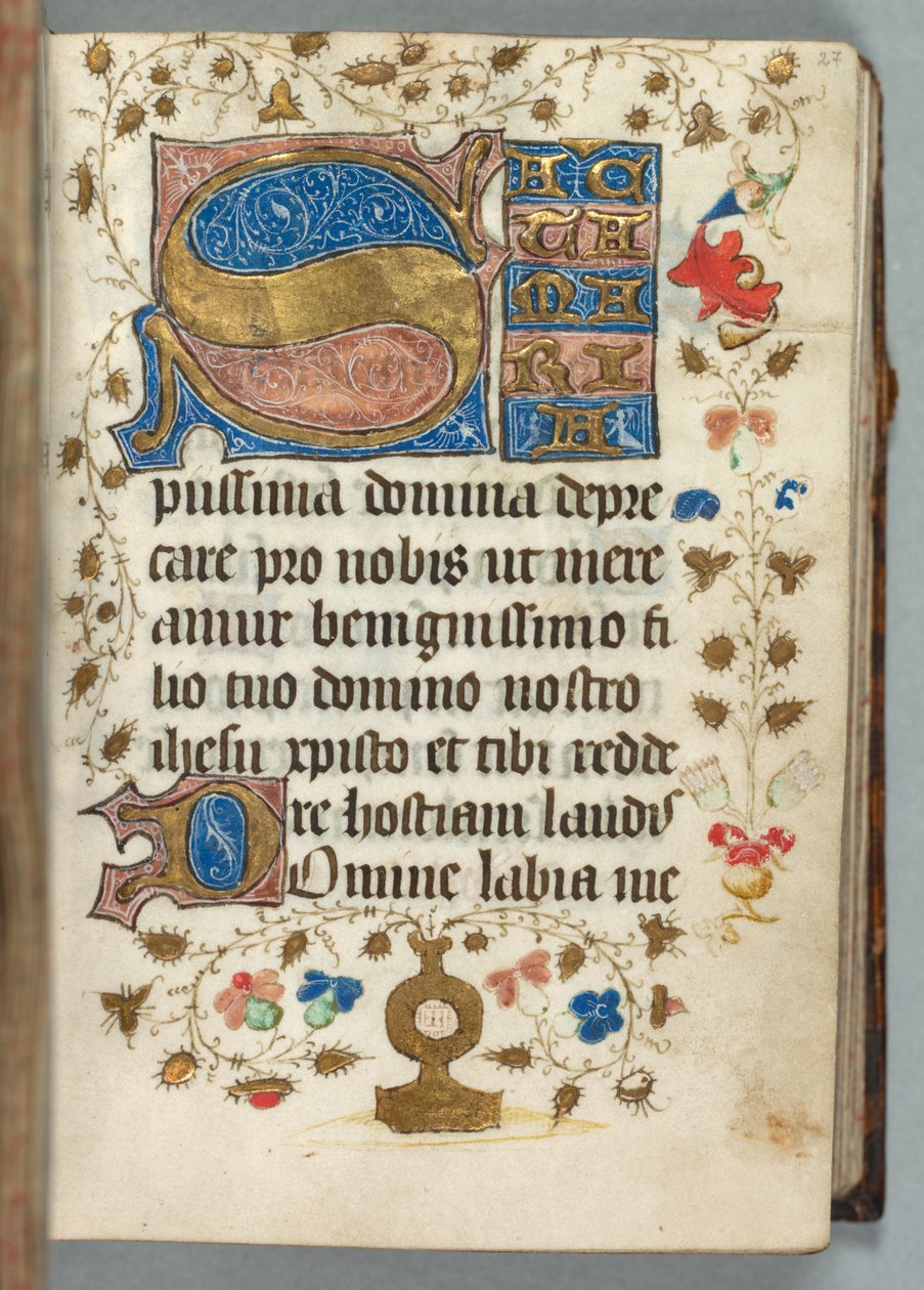 Metz Kullanım Saatleri Kitabı: Fol. 27r, Süslü Harfler, c. 1440. by Unbekannt