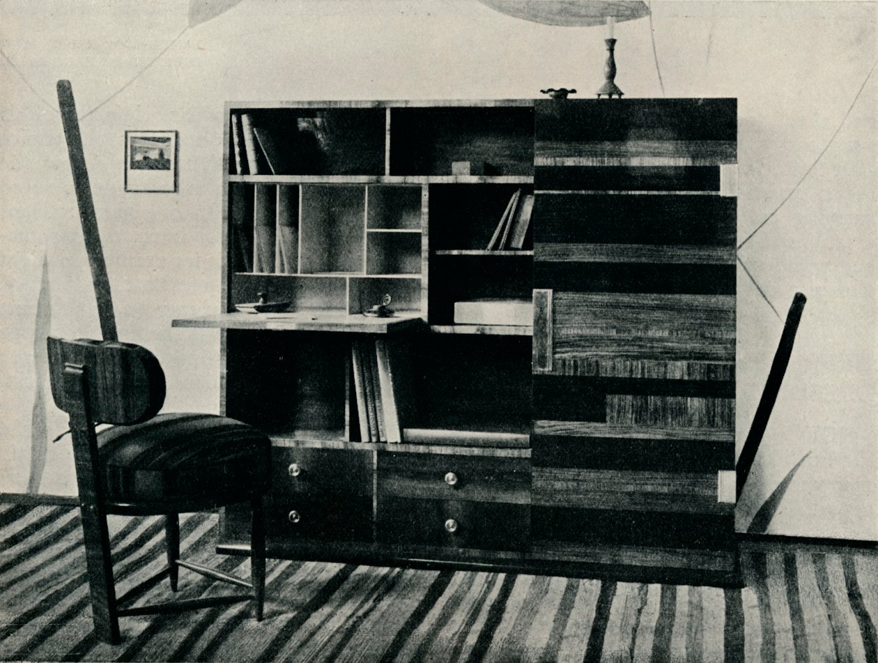 Kitaplık ve Sandalye. Hans Hartl tarafından tasarlandı ve uygulandı, c1927 by Unbekannt