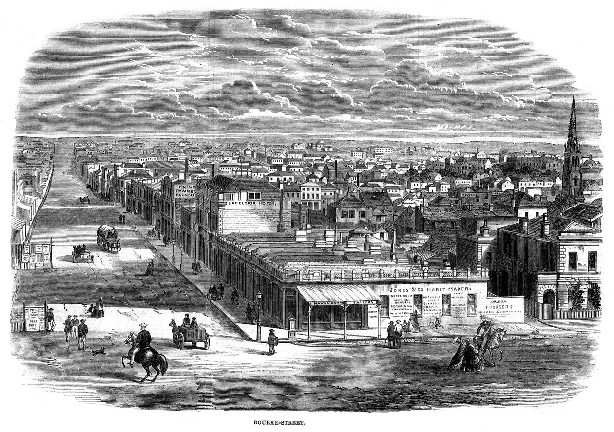 Bourke Caddesi, Melbourne, Avustralya, 1863 by Unbekannt