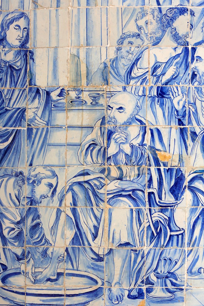 Brezilya, Bahia, Salvador : Bonfim kilisesinde Azulejo : İsa bir mürit ücretini yıkıyor by Unbekannt