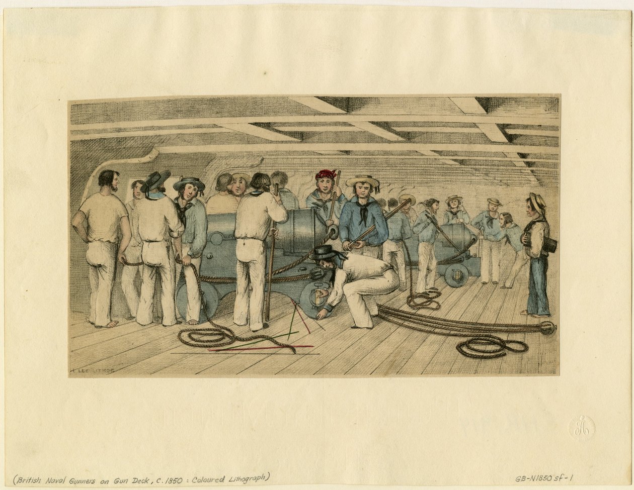 Silah güvertesinde İngiliz donanma topçuları, c. 1850 by Unbekannt
