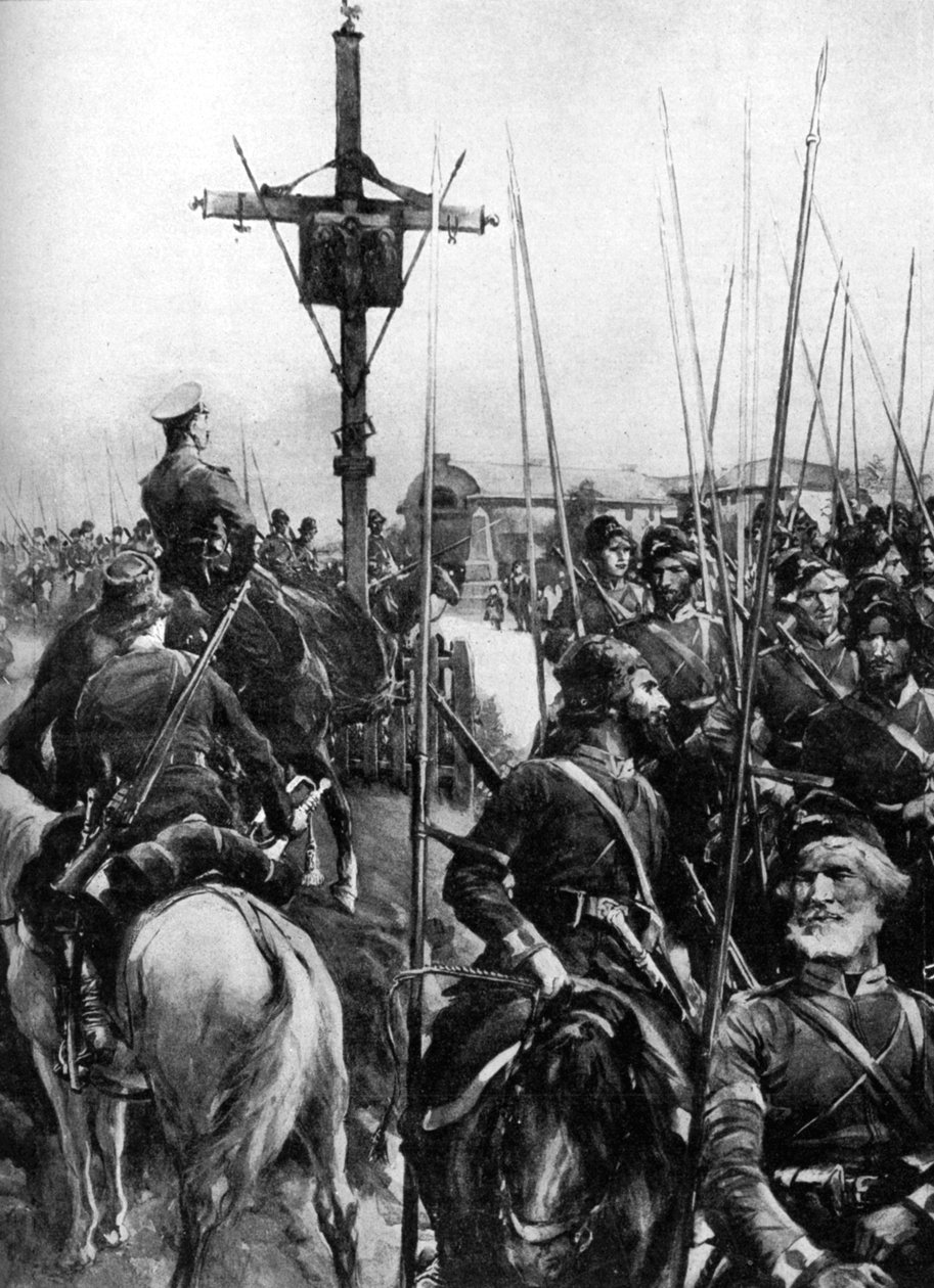 Galiçya köyünden geçen İngiliz birlikleri, İspanya, Birinci Dünya Savaşı, 1914 by Unbekannt