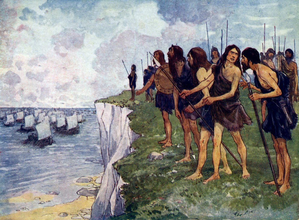 Viking gemilerinin yakın gelişini bekleyen Britanyalılar, 16. yüzyıl by Unbekannt
