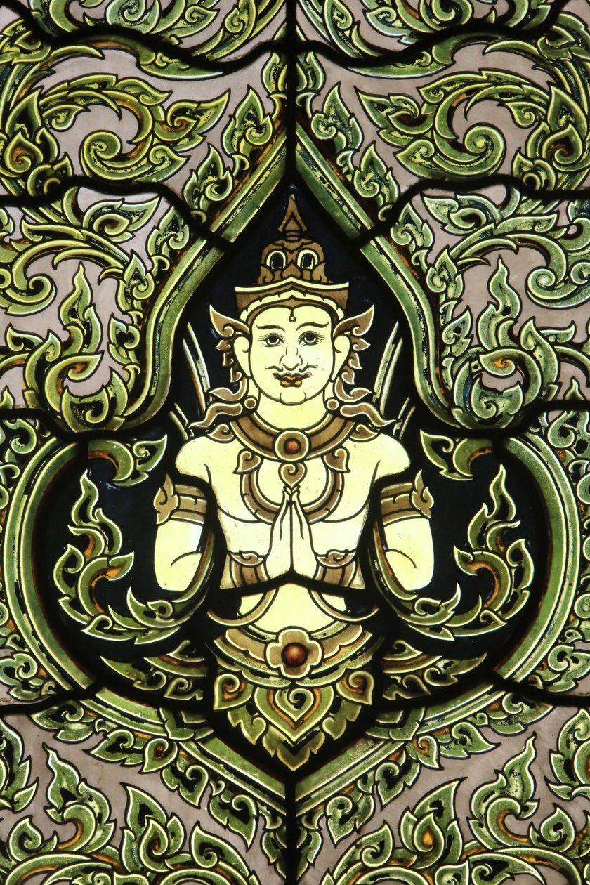 Buda. Vitray pencere. Mermer Tapınağı. Wat Benchamabophit Dusitvanaram Ratchaworawiharn. 1899. Bangkok. Tayland by Unbekannt