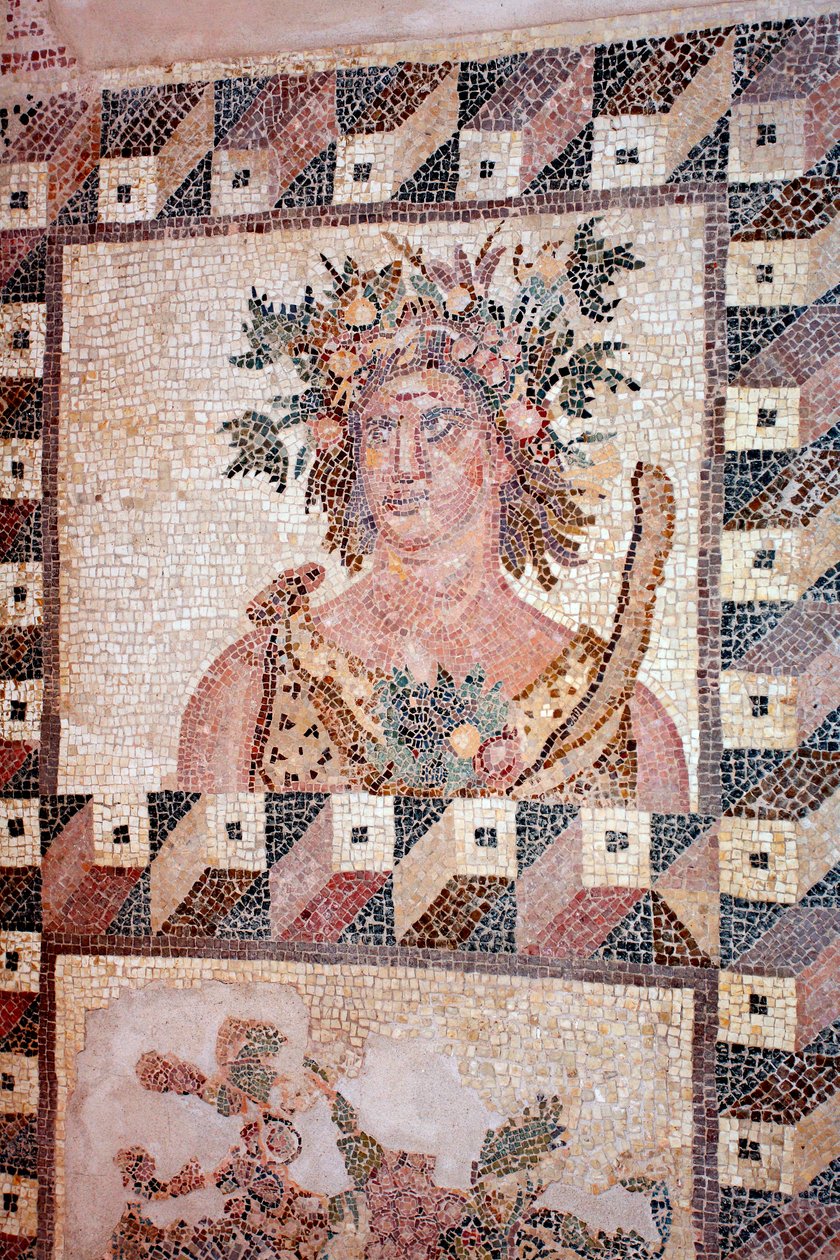 Bahar Büstü - Dört Mevsim panelinin detayı - Baf mozaikleri, Dionysos Evi - MS 2. Yüzyılın Sonu - Kıbrıs - Printemps Kişileştirme - Dört mevsim mozaiğinin detayı - Baf Mozaikleri, Dionysos Evi - Son II yüzyıl sonra by Unbekannt