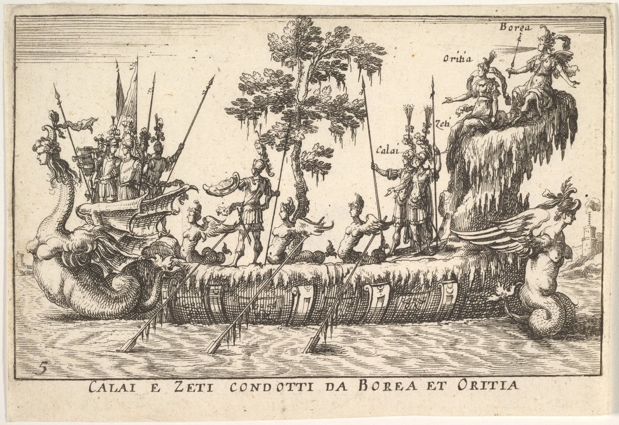 Boreas ve Oreithyia Calai e Zeti condotti da Borea et Oritia tarafından yönetilen Calais ve Zetes, w ..., 1664. by Unbekannt