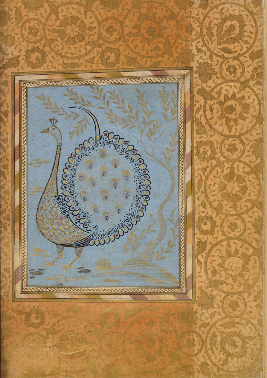 Tavus Kuşu Şeklinde Kaligrafik Kompozisyon, Bellini Albümünden Folyo, yakl. 1600. by Unbekannt
