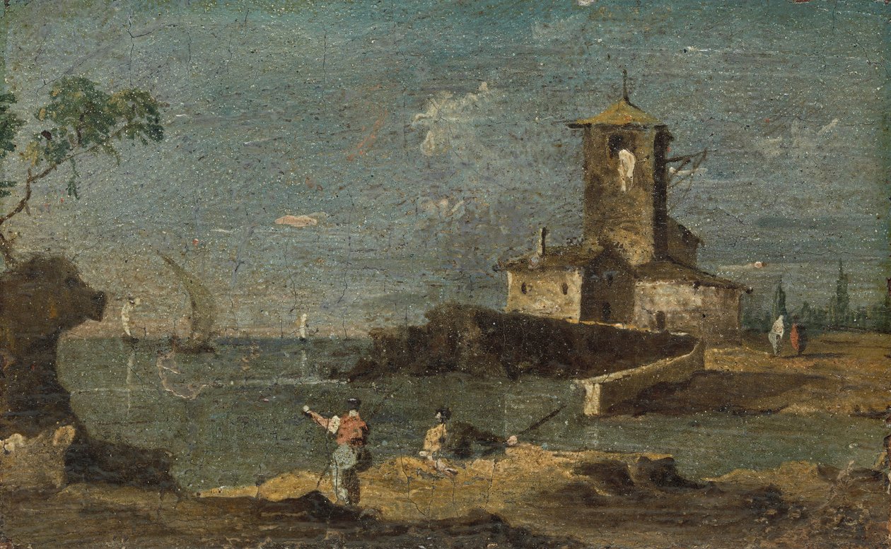 Kare Kule ve İki Evli Capriccio, 18. yüzyıl. by Unbekannt