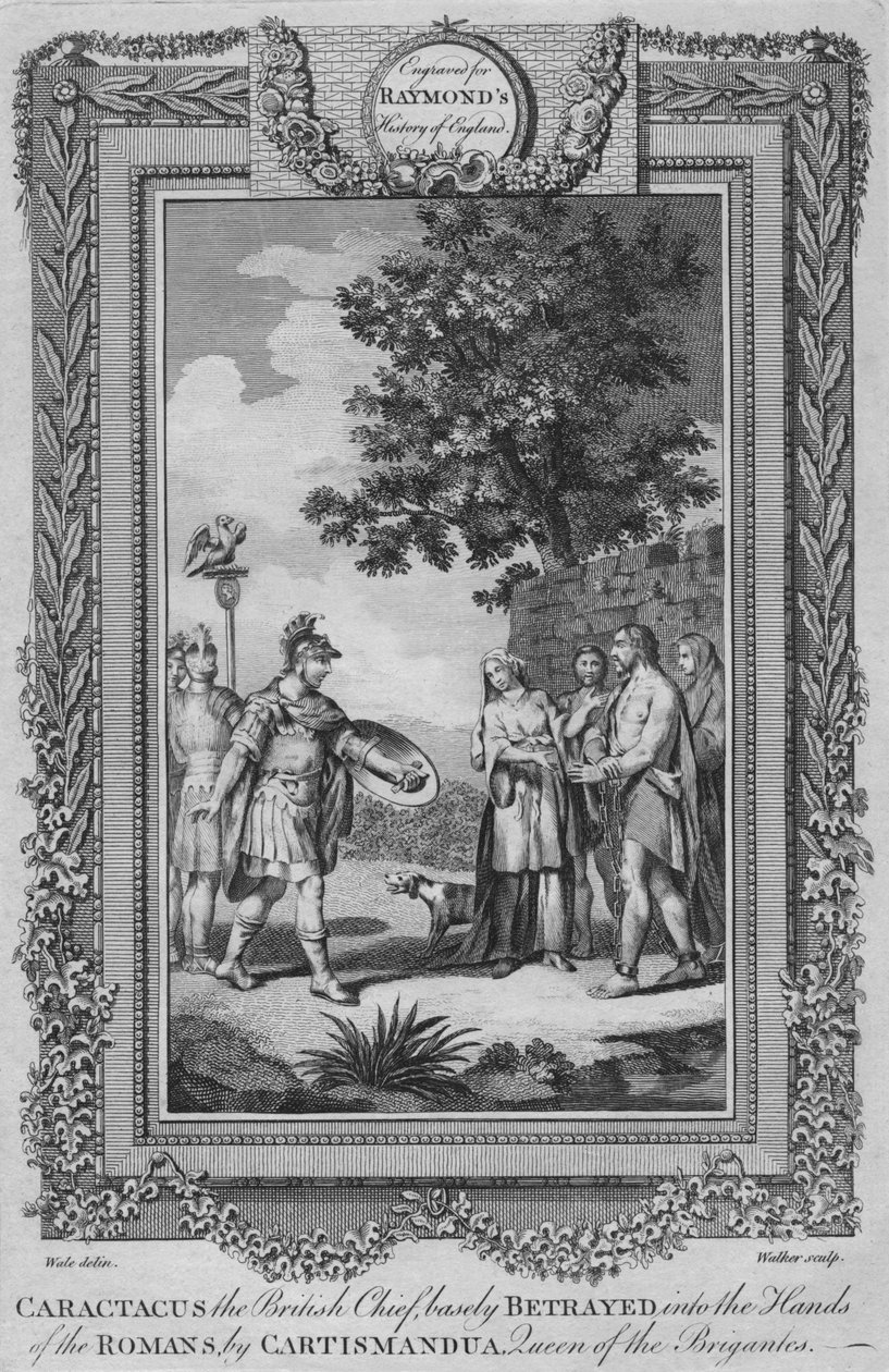 Caractacus the British Chief, resmen Cartismandua tarafından Romalıların Ellerine İhanet Edildi, c1787 by Unbekannt