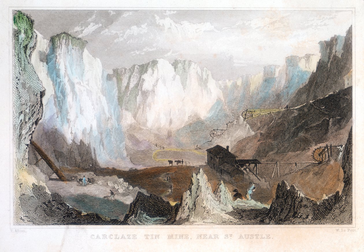St Austell yakınlarındaki Carglaze kalay madeni, Cornwall, İngiltere, c1825, 1837 by Unbekannt