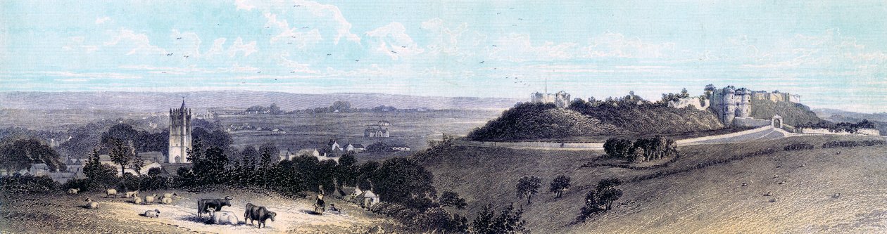 Carisbrooke Kalesi ve köyü, Wight Adası, 19. yüzyıl by Unbekannt