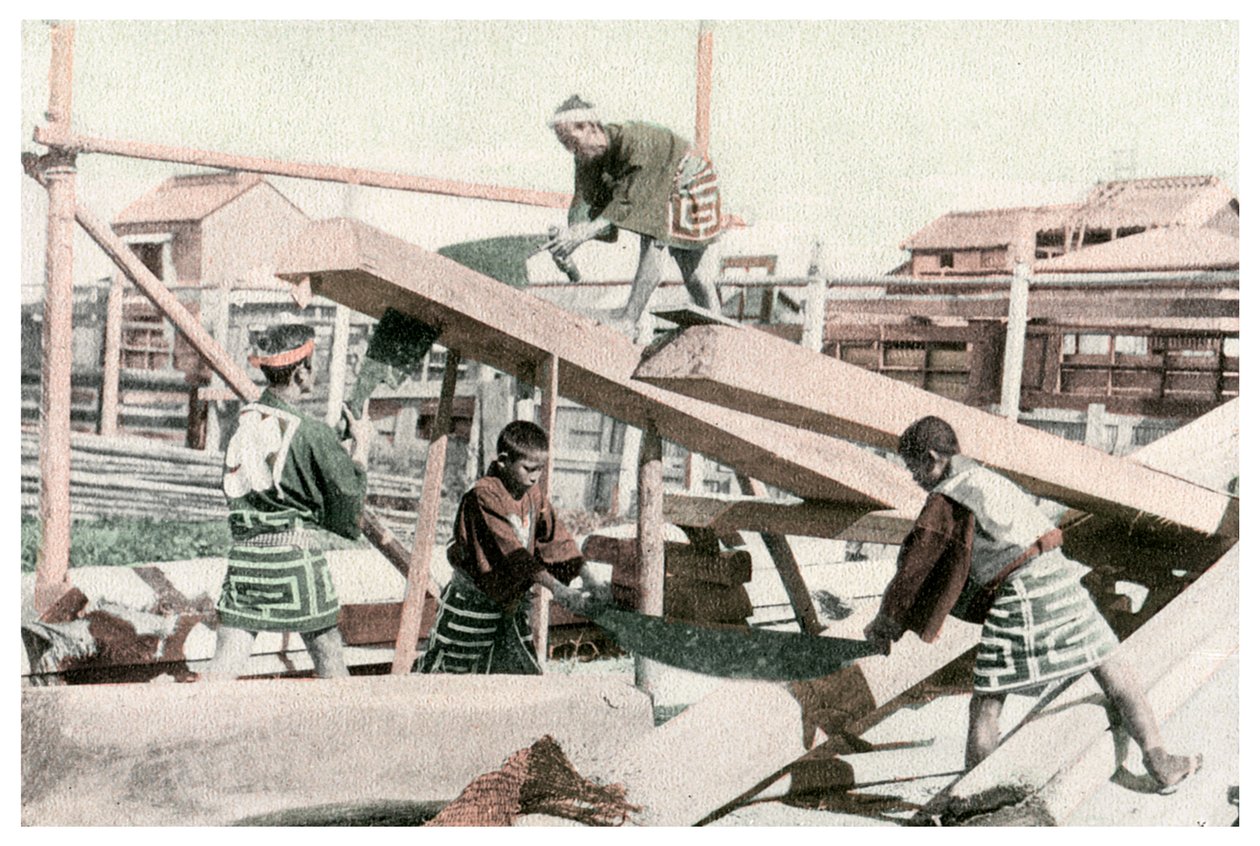 Marangozlar iş başında, Japonya, 1904 by Unbekannt