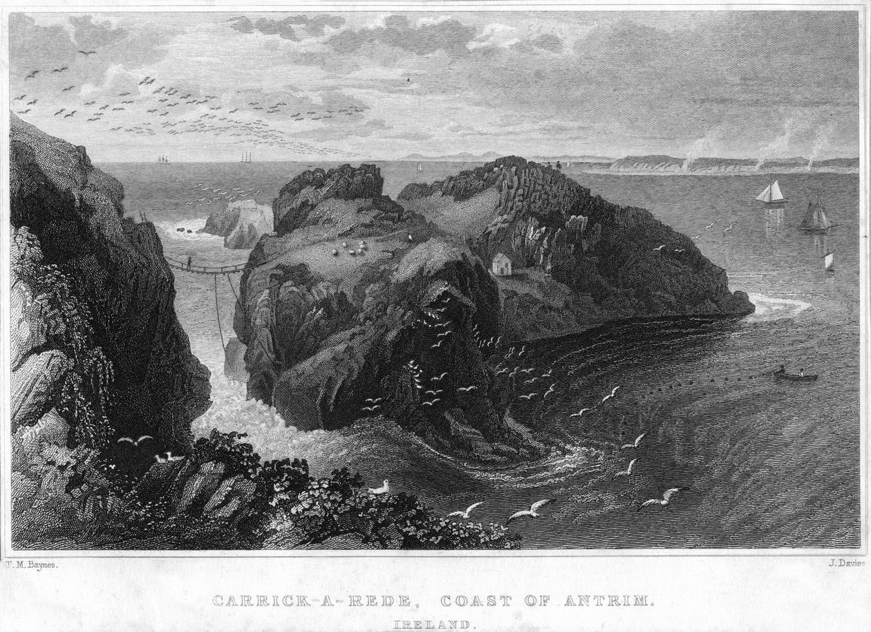 Carrick-A-Rede, Antrim Sahili, İrlanda, 19. yüzyıl by Unbekannt