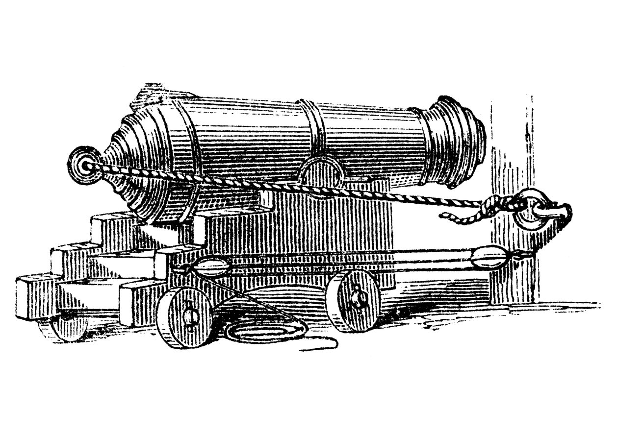 Carronade, havan gibi büyük kalibreli hazneli kısa donanma mühimmat parçası, c1884 by Unbekannt