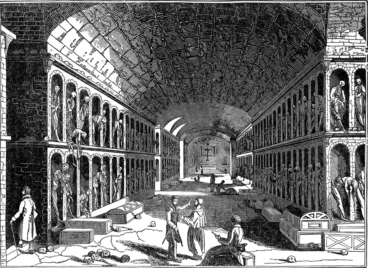 Capuchin Fransisken manastırının yeraltı mezarlığı, Palermo, Sicilya, 1833 by Unbekannt