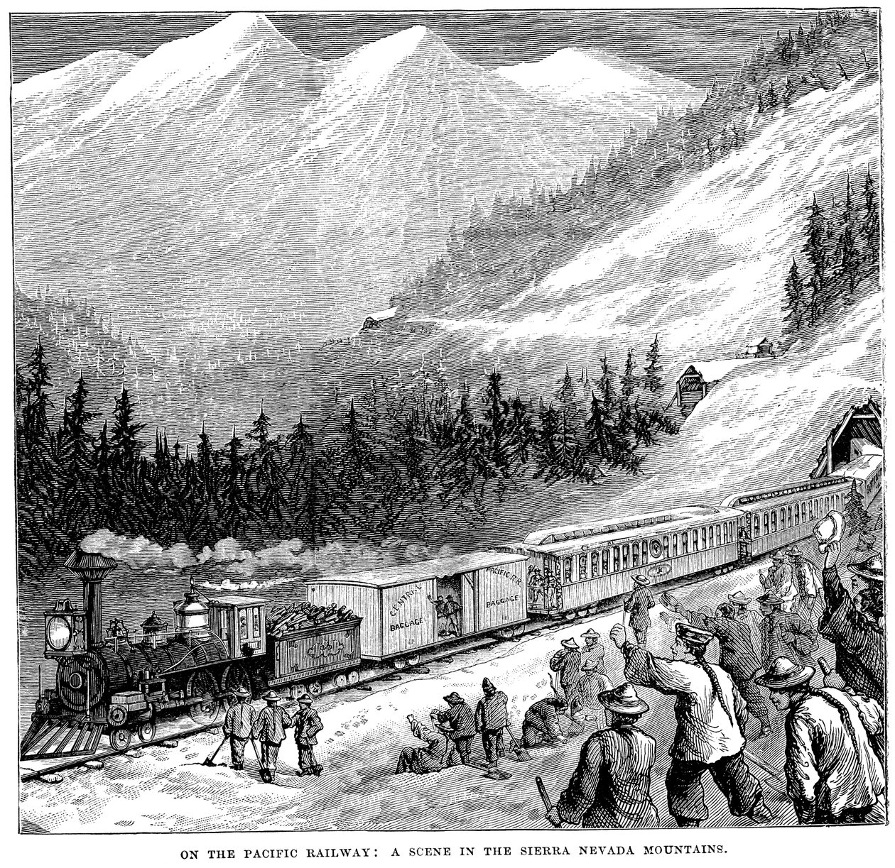 Sierra Nevada dağlarında Orta Pasifik Demiryolu, c1875 by Unbekannt
