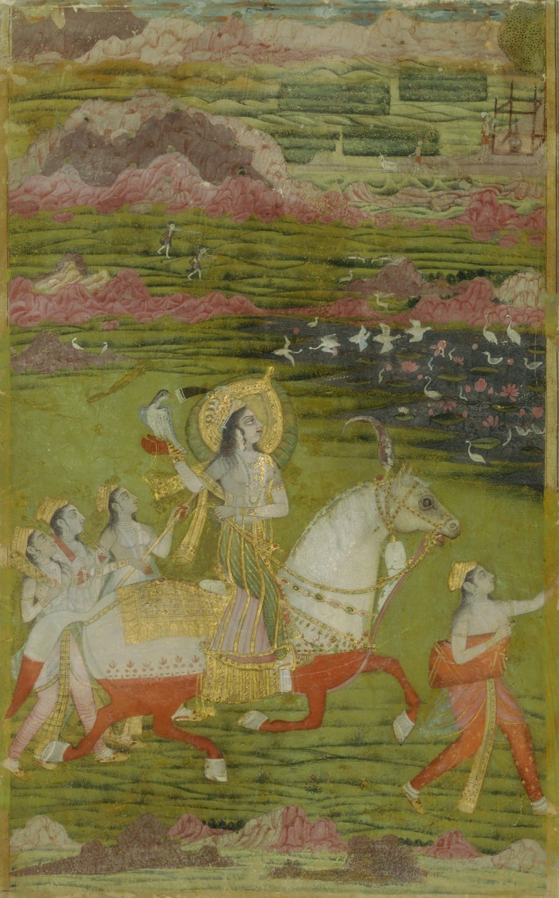 Bir Manzarada Görevlileri ile Chand Bibi Hawking, yaklaşık. 1700. by Unbekannt