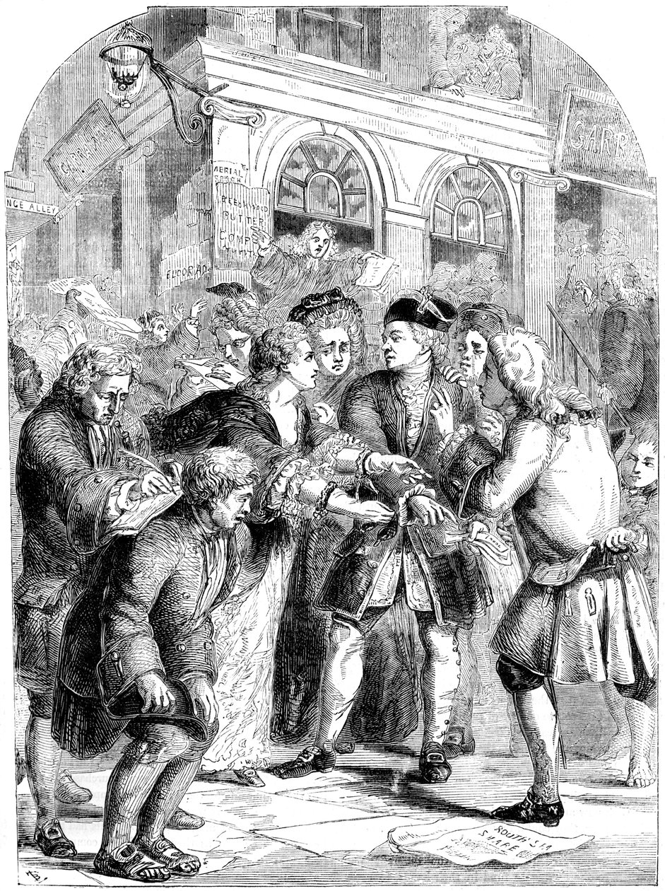 Change Alley, Singapur, Güney Denizi Balonu çılgınlığı sırasında, c1720 19. yüzyıl by Unbekannt