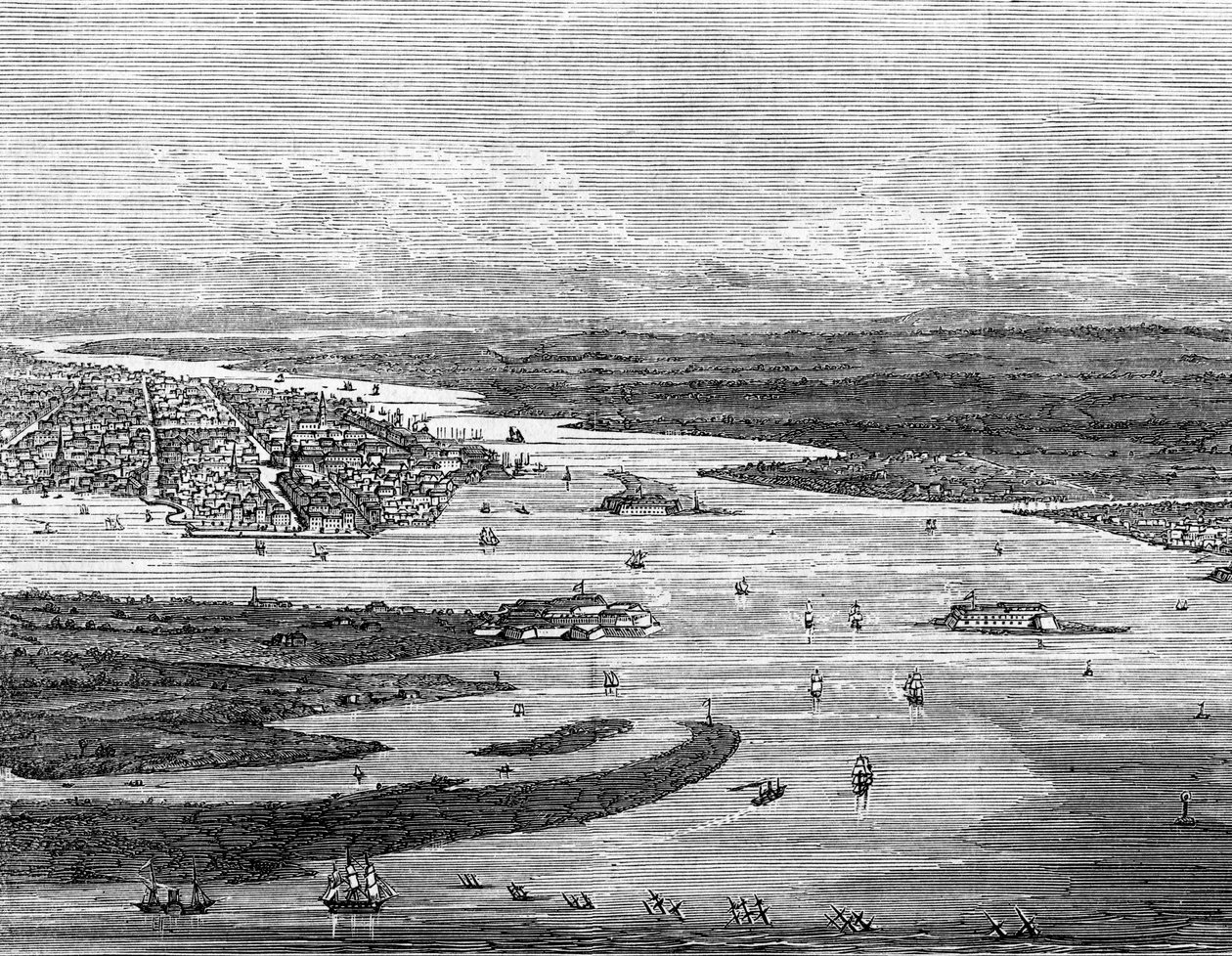 Charleston limanı, Güney Carolina, batık gemilerle by Unbekannt