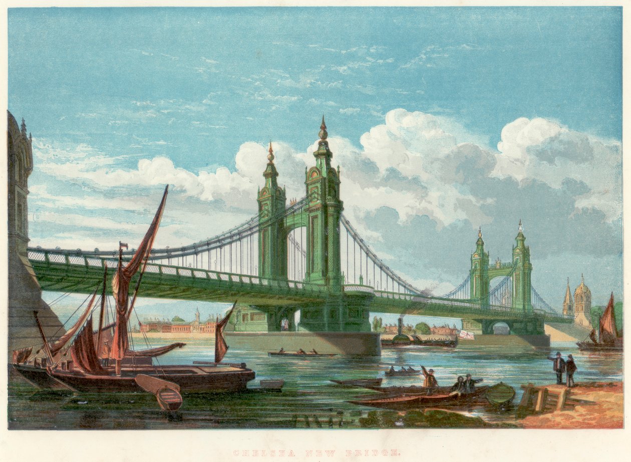 Chelsea Köprüsü, Londra, 1858 by Unbekannt