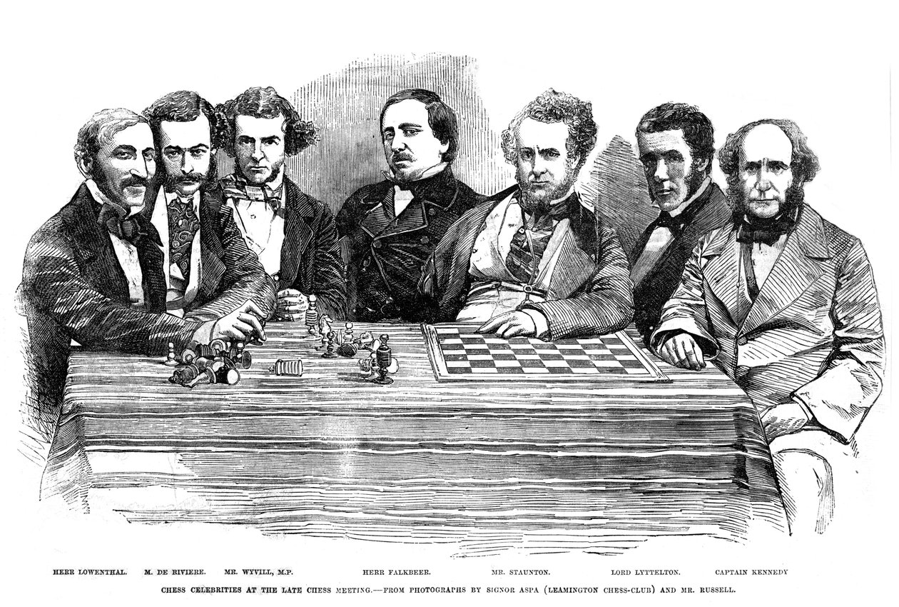 Geç satranç toplantısında satranç ünlüleri, 1855 by Unbekannt