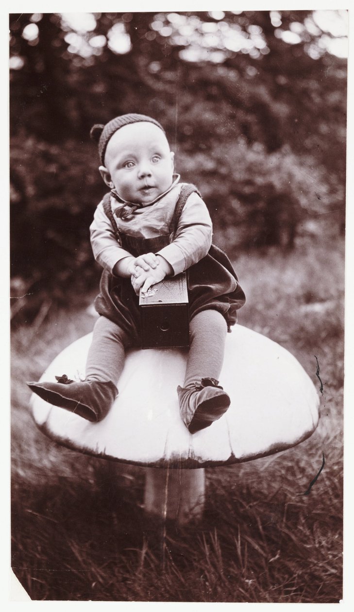 Brownie kameralı çocuk, c 1900 George Alfred Wyatt (1870-1922) tarafından çekilmiş, Brownie gibi giyinmiş küçük bir çocuğun enstantane fotoğrafı by Unbekannt