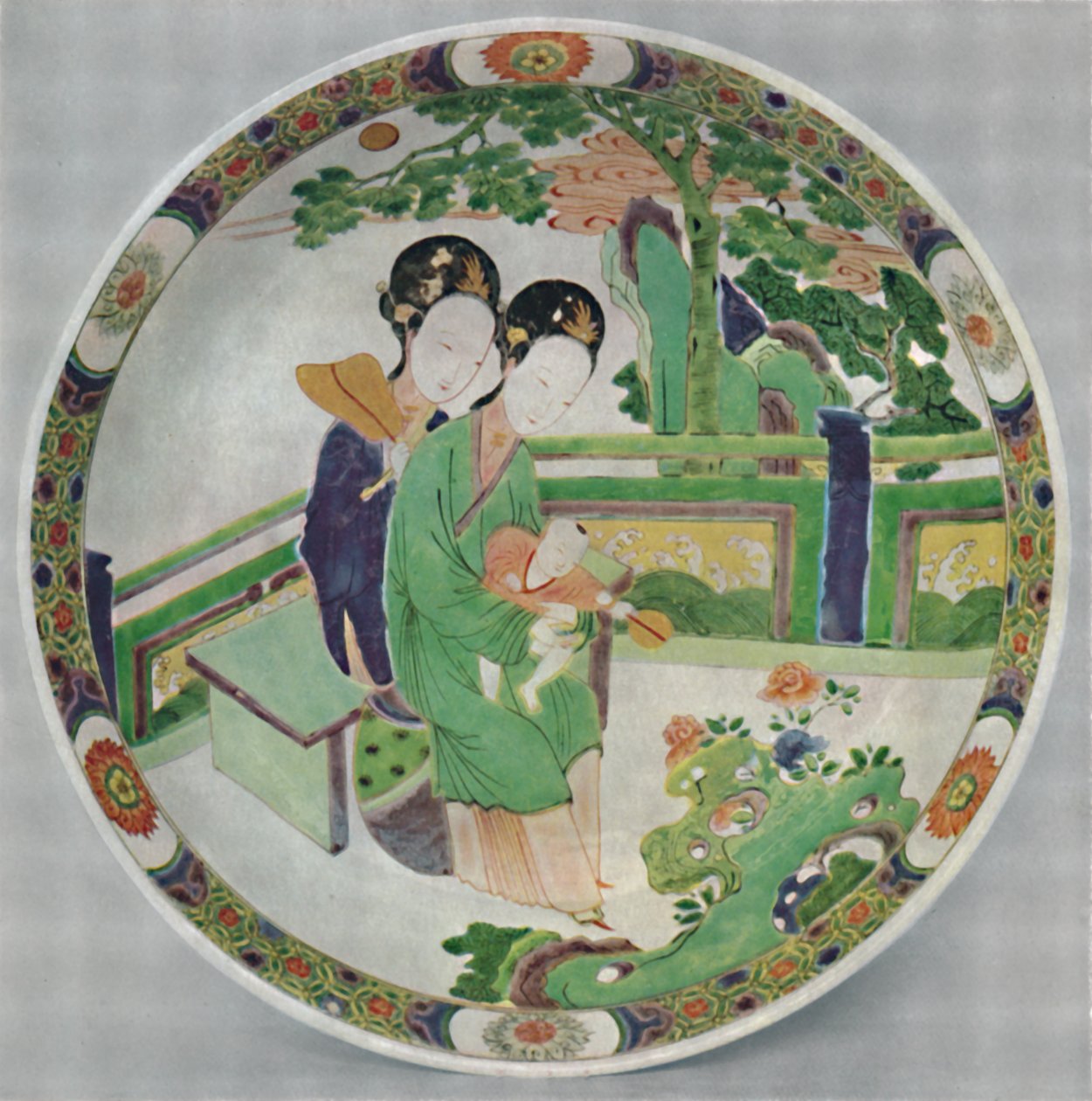 Çin Porselen Tabak, Famille Verte. KAng Hsi Dönemi, 1662-1722, 1928 by Unbekannt