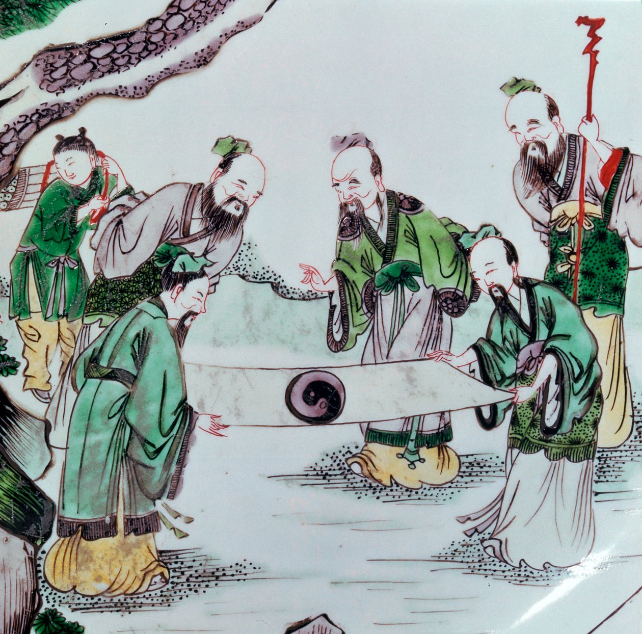 Bir kehanet sahnesi gösteren Çin yemeği, 17. yüzyıl by Unbekannt