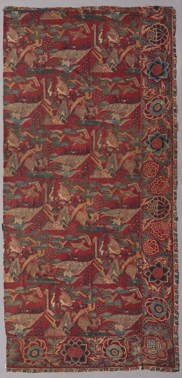 Japon Esinli Desenli Chintz Yatak Örtüsü veya Asma, Sağ Yarı, ilk yarı 1700