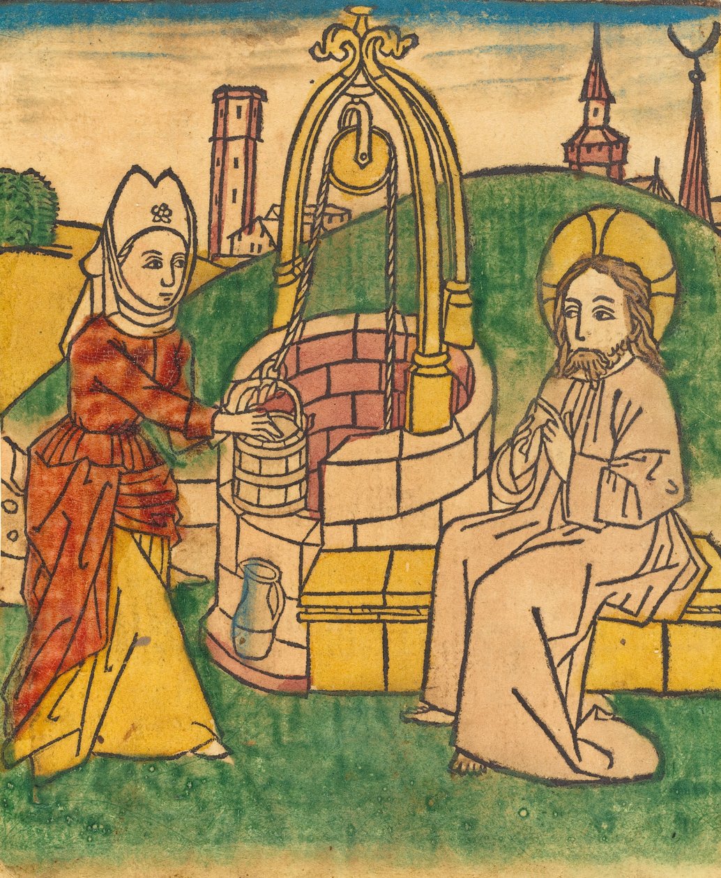 İsa ve Samiriyeli Kadın, muhtemelen 1485. by Unbekannt