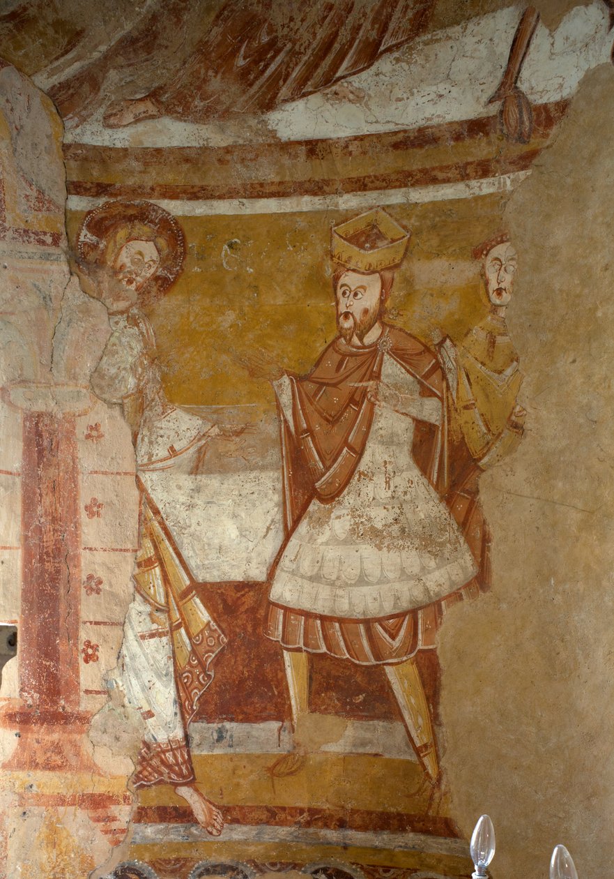 Kilise (Église Saint-Martin). İç mekan. Apsis. Duvar resimleri (fresk). Detay. İsa, Hirodes'in sarayında. 12. yüzyıl. by Unbekannt