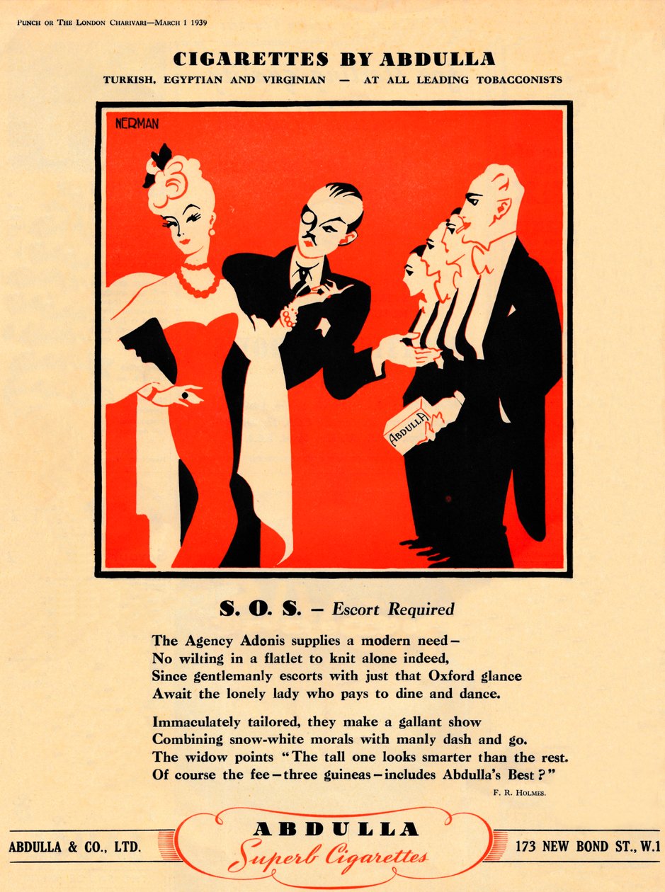 Sigaralar by Abdulla - S.O.S. - Eskort Gerekli, 1939 by Unbekannt