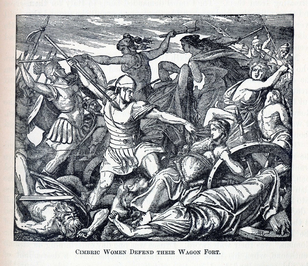Cimbric Kadınlar Vagon Kalesini Savunuyor, 1882 by Unbekannt