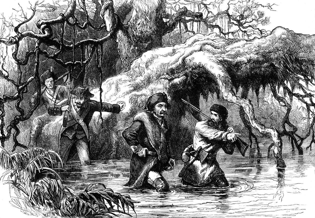 Clark ve askerleri Wabash'ı geçerken, c1778-1779 c1880 by Unbekannt