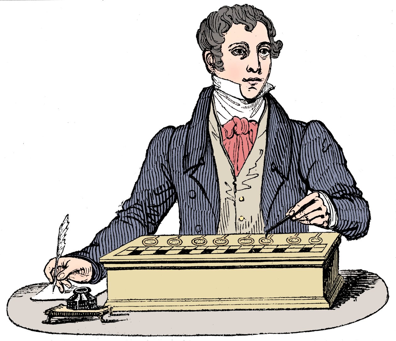 Pascal toplama makinesi kullanan katip, 1835 by Unbekannt