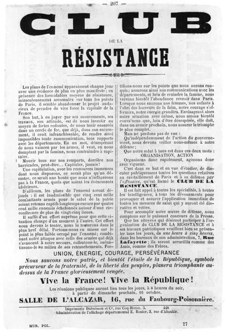 Club de la Resistance, Paris Komünü