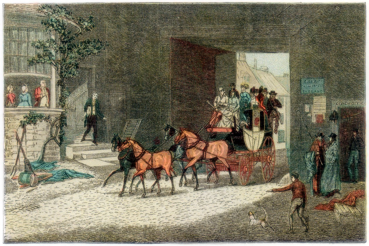 Bir hanın bahçesine gelen araba, 1890 by Unbekannt